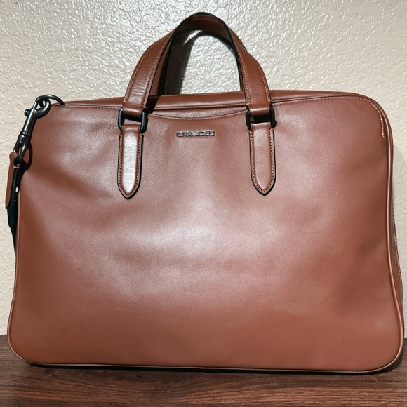 Coach Other - Coach Graham Slim Brief / Laptop Bag – Smooth Calf Leather in Saddle Brown